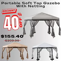 Get 40% off this portable soft top gazebo with netting.